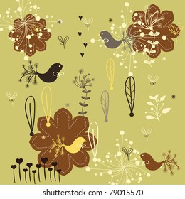 lovely bird with floral background collection