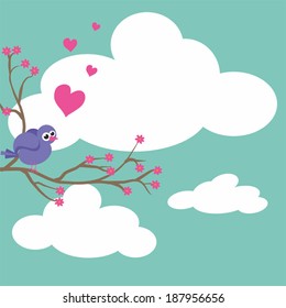 lovely bird on cherry tree