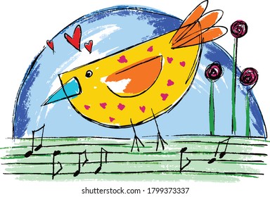 Lovely bird singing in nature