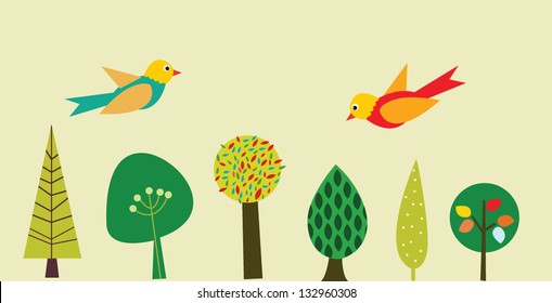 lovely birds and tree greeting card