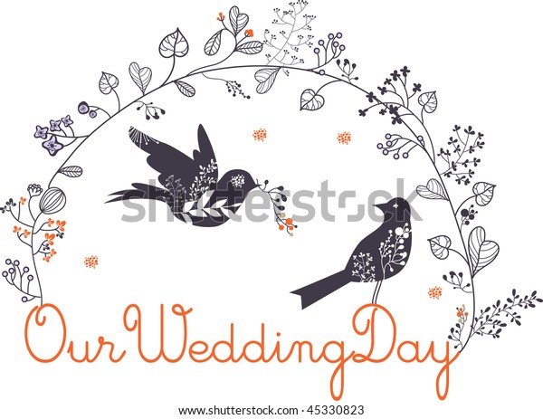 Lovely Birds Wedding Card Stock Vector (Royalty Free) 45330823 ...