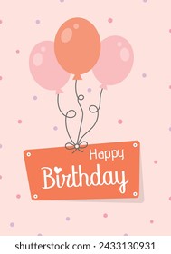 Lovely birthday card design with balloons and party decoration