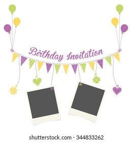 Lovely Birthday Invitation with Photo Frame
