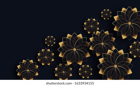 lovely black and golden flowers decoration background