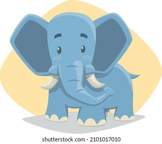 Lovely blue elephant with its tusks 