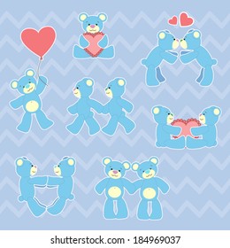 Lovely Blue Teddy Bears Vector Set Stock Vector (Royalty Free ...