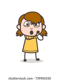 Lovely Blushing Expression - Cute Cartoon Girl Illustration