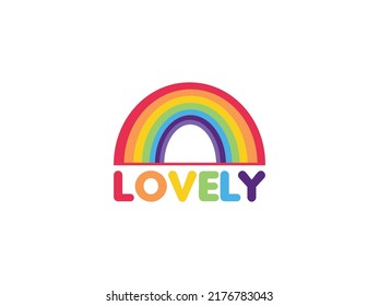 Lovely Boho Rainbow Icon Vector illustration. Cute Scandinavian rainbow sign, emblem isolated on white background, Flat style for t-shirt graphic, children's room wall decor. EPS10.