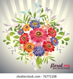 Lovely  bouquet flowers.Vector