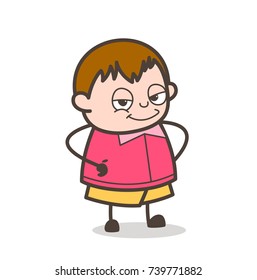 Lovely Boy Smiling Face - Cute Cartoon Fat Kid Illustration
