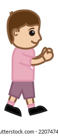 Lovely Boy Walking - Vector Character Cartoon Illustration