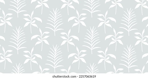 Lovely branch botanical seamless pattern. Delicate floral background texture with leaves. Beautiful vector illustration. 
