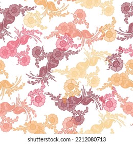 Lovely Bright Flowers Seamless Pattern In Pink Blue Turquoise Purple Yellow The Elegant The Template For Fashion Prints.