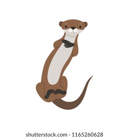 Lovely brown otter animal character vector Illustration on a white background