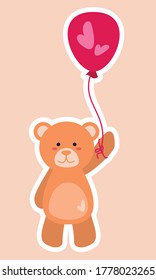 Lovely brown Teddy Bear with a balloon