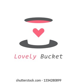 Lovely bucket paint negative space logo with love shape using modern design style vector isolated