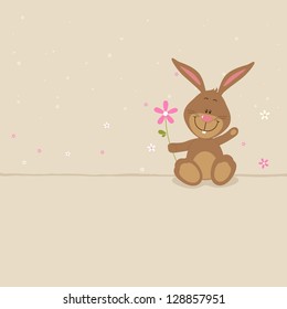 Lovely bunny with big pink flower