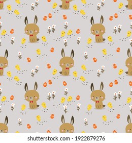 lovely bunny and chick seamless pattern