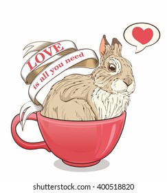lovely bunny in cup