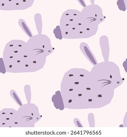 Lovely Bunny Cute Pastel Rabbit Illustration Set – Hand Drawn Animal Pattern and Slogan Graphic Tee Design for Kids Market as Vector