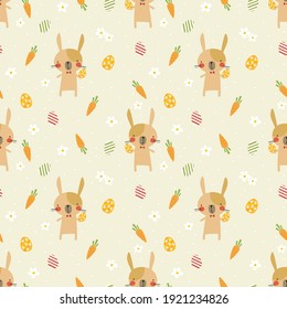 Lovely bunny and Easter egg seamless pattern