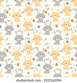 Lovely bunny and Easter egg seamless pattern