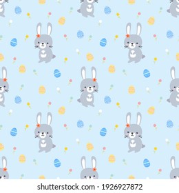 Lovely bunny and Easter egg seamless pattern