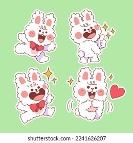 lovely bunny greeting sticker set doodle illustration digital element