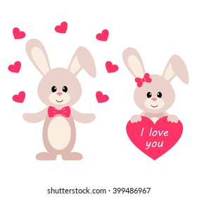 lovely bunny with heart set