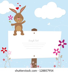 Lovely bunny with signboard