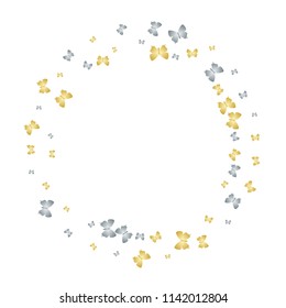 Lovely butterfly cloth vip texture on white. Spring butterfly linen theme vector with gold and silver metallic silhouette. Premium repeating insect fabric clipart for wrapping paper.