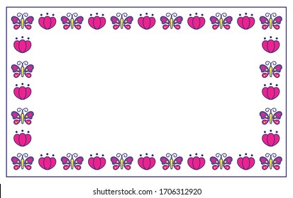 Lovely Butterfly Tulip Frame Vector 