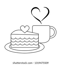 lovely cake and coffee mug black and white