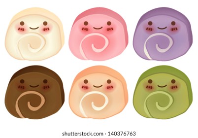  Schöne Cake Roll Collection - Vektorillustration FIle EPS10