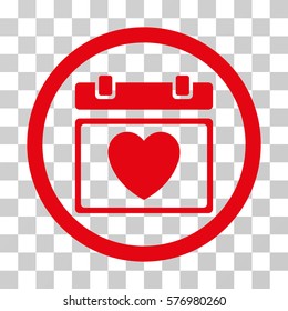 Lovely Calendar Date rounded icon. Vector illustration style is a flat iconic symbol inside a circle, red color, transparent background. Designed for web and software interfaces.
