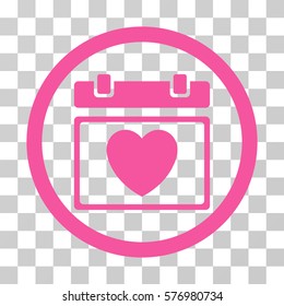 Lovely Calendar Date rounded icon. Vector illustration style is a flat iconic symbol inside a circle, pink color, transparent background. Designed for web and software interfaces.