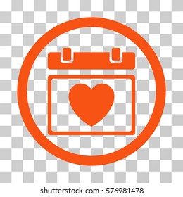 Lovely Calendar Date rounded icon. Vector illustration style is a flat iconic symbol inside a circle, orange color, transparent background. Designed for web and software interfaces.