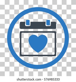 Lovely Calendar Date rounded icon. Vector bicolor illustration style is a flat iconic symbol inside a circle, smooth blue colors, transparent background. Designed for web and software interfaces.