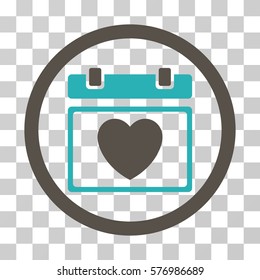 Lovely Calendar Date rounded icon. Vector bicolor illustration style is a flat iconic symbol inside a circle, grey and cyan colors, transparent background. Designed for web and software interfaces.
