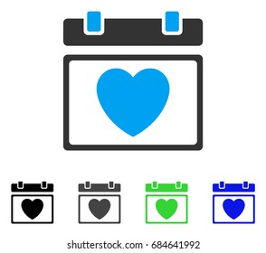 Lovely Calendar Page flat vector pictogram. Colored lovely calendar page gray, black, blue, green icon versions. Flat icon style for web design.