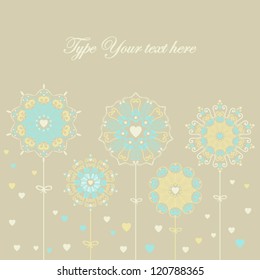 Lovely card with stylized flowers/snowflakes