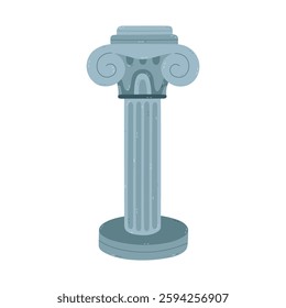 Lovely cartoon ancient Greek pillar. Classical antique marble column of Roman architectural temple, museum, capital. Hand drawn clipart of ancient elegant architecture heritage from Greece.