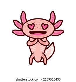 lovely cartoon axolotl icon isolated