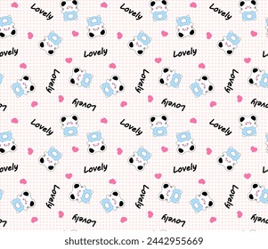 Lovely Cartoon Bear Plaid Pattern