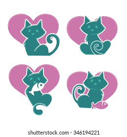 lovely cartoon cats, my favorite pets, vector collection