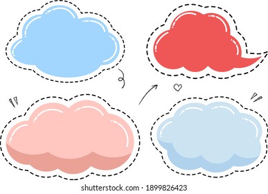 Lovely cartoon cloud text border, dotted line stroke