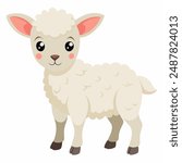 A lovely cartoon lamb is shown on a plain white background