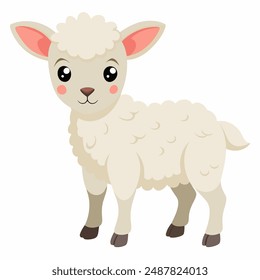 A lovely cartoon lamb is shown on a plain white background