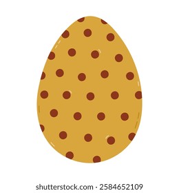 Lovely cartoon painted egg with polka dot pattern for Easter egg hunt. Trendy hand drawn clipart for celebrating religious holiday. Easter spring doodle isolated on white for design, card, banner.