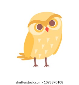 Lovely cartoon yellow owlet bird character vector Illustration on a white background